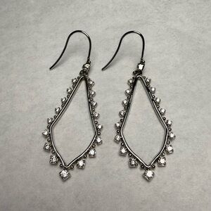 Kendra Scott Bea Silver Crystal Drop Frame Hoop Earrings